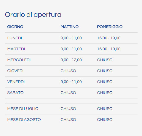 orario di apertura 2016