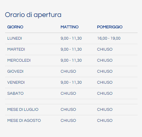 orario di apertura 2017