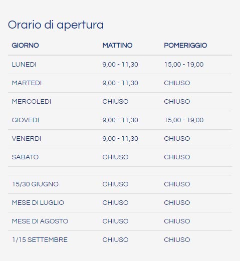 orario di apertura 2023